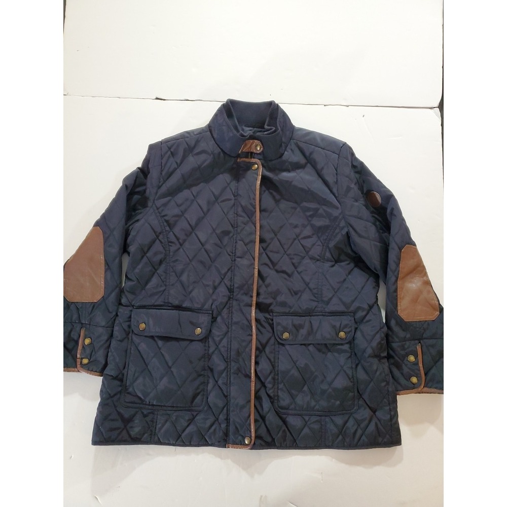 Lauren Ralph Lauren Women's XL Black Diamond Quilted Jacket Brown Faux Leather